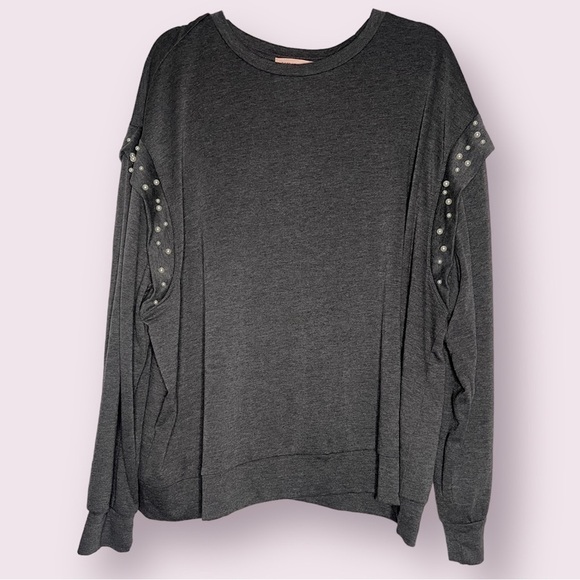East Adeline Grey Pearl Embellished Sweater - Picture 1 of 7